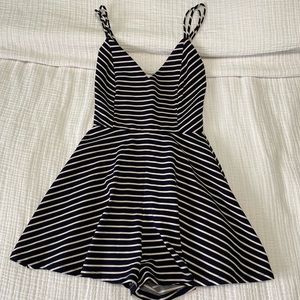 Windsor size S Navy Blue and White Striped Romper Dress